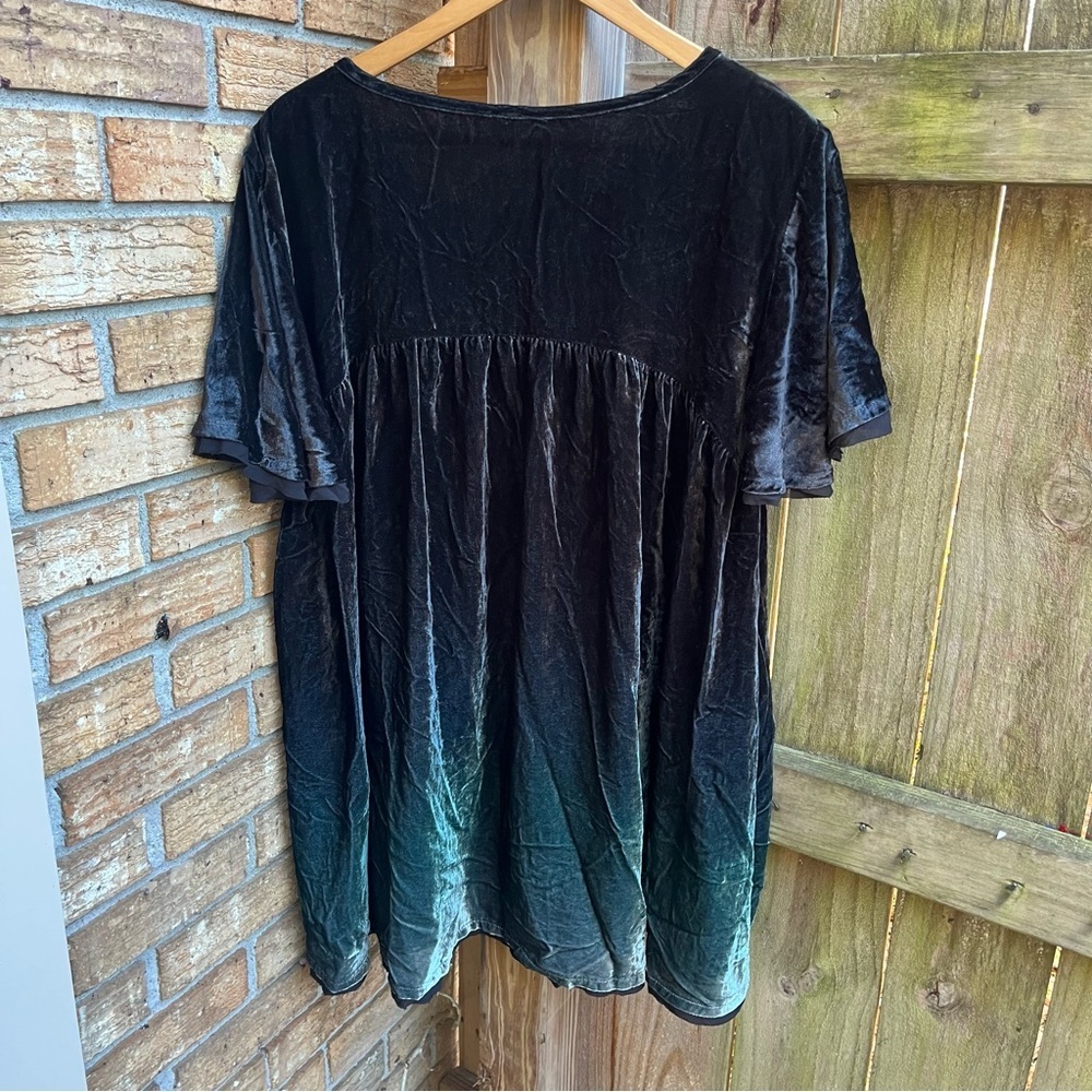 Free People Velvet Ombre Mini Babydoll Dress in Black and Green - Picture 4 of 4
